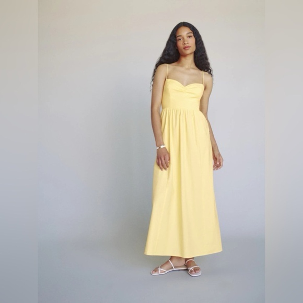 Reformation Yellow Sweetheart Sundress for Weddings